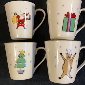 Merry Brite Christmas coffee/tea mugs- set of 4